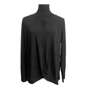 Cleo Front Twist Long Sleeve Top Black